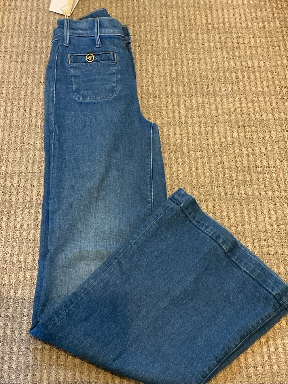 MOTHER jeans womens stashed hustler roller sneak nwt 23 denim 70s zip fly pocket - Picture 3 of 14